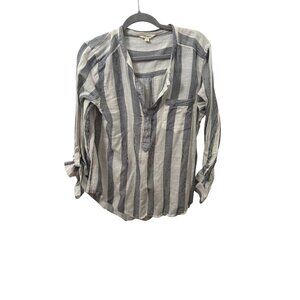 Lucky Brand women's navy and white 3/4 sleeve button down size large